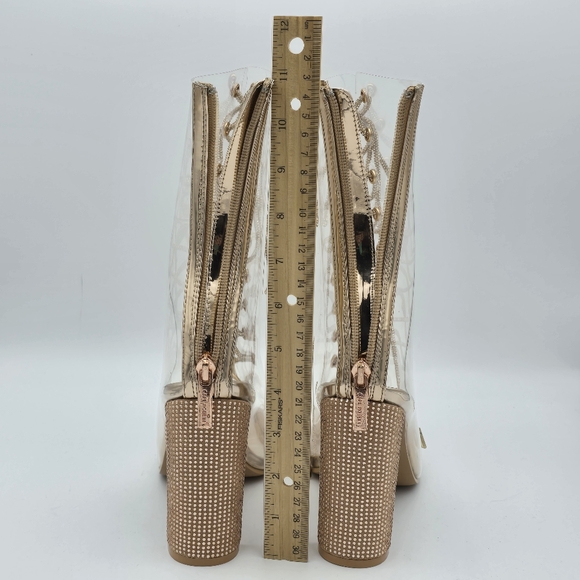 NWOT Cape Robbin Lookey Rose Gold Clear See-through Transparent Heeled Booties - Picture 8 of 16